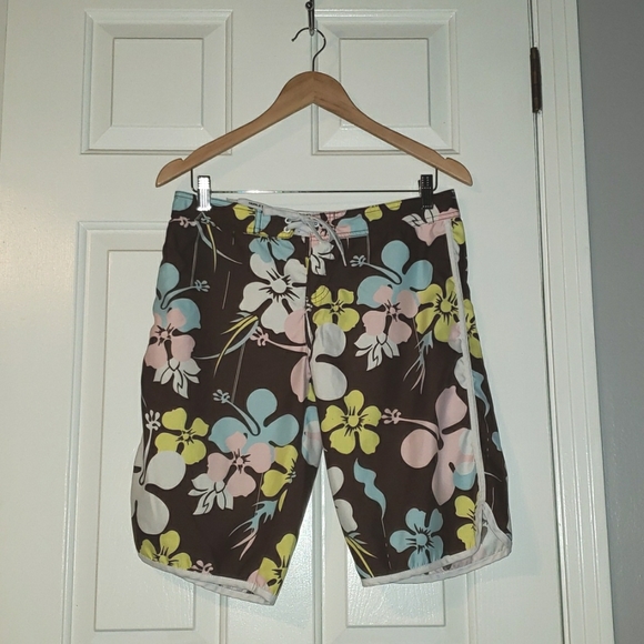 Hurley Board Swim Shorts Brown Floral Size 5 - Picture 1 of 11